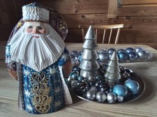 Weihnachts Dekoration Set Eisblau großes Set Handarbeit Santa Claus 2 ×Kugeln