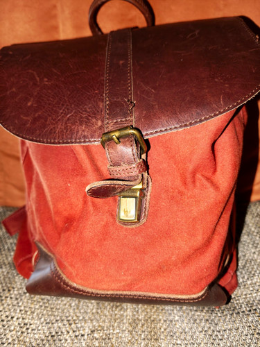 Vintage rucksack leder - vintage, leder/canvas
