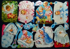 Glanzbilder, Oblaten,  Bogen Nr. 98/15 , " Krüger"  Babys  Kleinkinder Vintage