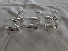 6er Set Tischkartenhalter "Schwan" silberfarben neuwertig gepunzt