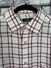 Loden Steiner Hemd Gr.39 Tracht Karo Burgund Grün,Leinen Natur,LANGARM 1H53
