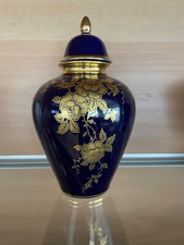 hübsche Royal KPM Echt Kobalt Deckelvase mit Goldrand und - Verzierungen