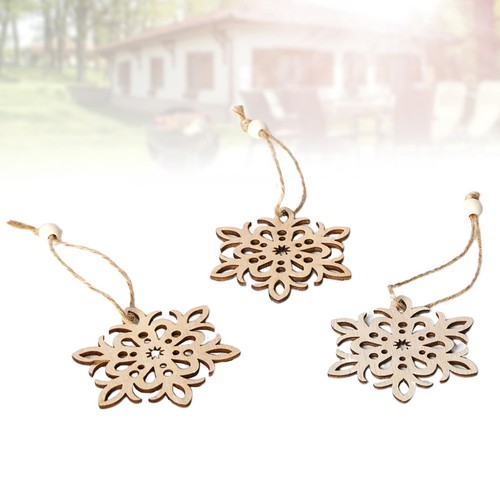 Khaki wooden hanging - khaki, snowflake