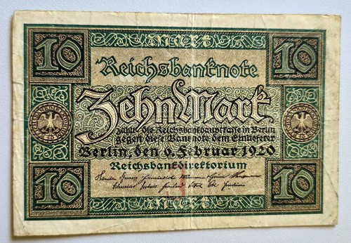 Reichsmark schein 1920 - 10,