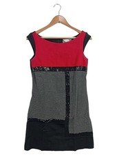 NICOWA Tunikakleid Damen Kleid Gr. DE 36 rot-anthrazit-schwarz Casual-Look