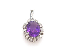 Anhänger 585 GOLD 14 Karat Weißgold pendant Amethyst Diamanten diamonds G3882/25