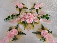 Tischdeko Set 5 tlg. rosa/creme Tischdeko Hochzeit Taufe Kommunion