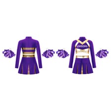 DE Kinder Mädchen Cheer Leader Kostüm Patchwork Cheerleadering Set Farbblock
