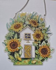 Fensterbild,Tür oder Wandanhänger,Diamand Painting,Motiv: Sonnenblumenhaus