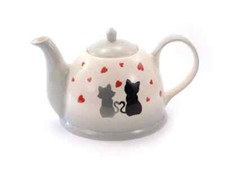 Cha Cult Teekanne Colette 1,5l - Katzen-Motiv - handbemalte Keramik