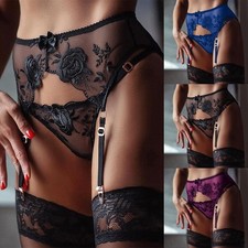 Sexy Damen Strapsgürtel Set Spitze Strapse Dessous Reizwäsche Strapshalter Slip