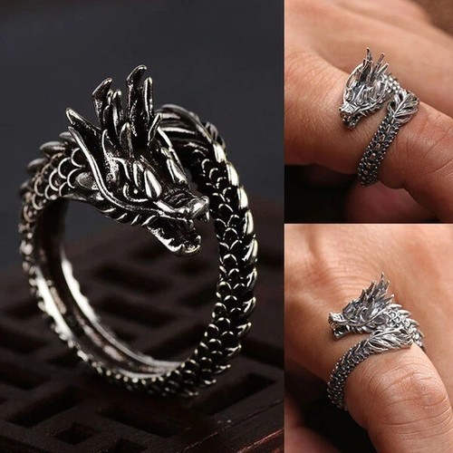 Herrenring drache silberfarben - herrenring,