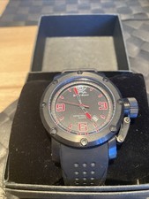 Herrenuhr Quarz Stil U-Boat / U Boot Kampftaucher Taucher Rot Uhr Top Box