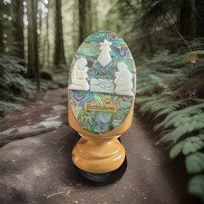 weihnachtskrippe Olivenholz  und Perlmutt Farbig HxB ca 11 X 4,5 cm