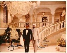 Roger Moore Kabir Bedi 10-8 Zoll echtes signiertes Foto Octopussy Autogramm COA