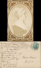 Ansichtskarte  Frauenporträt Goldrahmen - Jugendstil 1906 Goldrand