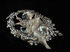 925 Sterlingsilber teilweise geschwärzt Jugendstilmotiv Replika Brosche Anhänger