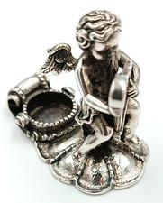 Robbe & Berking Barock Engel Kerzenhalter 925 Sterling Silber Putto mit Harfe