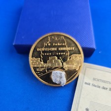 Göde Münze 10 Jahre Mauerfall mit Stein der Berliner Mauer mit Zertifikat