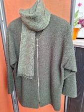 Wolljacke mit Schal , dunkelgrün, Gr.M, Unikat