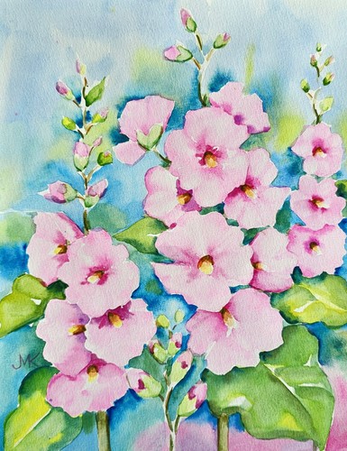 Original blumen aquarell rosa - blumen,