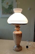 Petroleum-Lampe elektrisch elektrifiziert Tischlampe Glasschirm groß, sehr gut