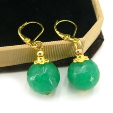 BAILYSBEADS Smaragd-Ohrringe Ohrhänger goldfarbige Ohrhaken behandelt D-14mm