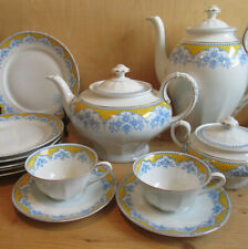 Krautheim Kaffeetasse 2tlg. Teekanne Kuchenteller gelb - blau Teile zur Auswahl