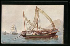 Künstler-AK Christopher Rave: Großes chinesisches Fischerboot, Jetztzeit 
