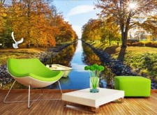 3D Fluss Baum H734 Tapete