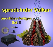 1A Aquarium Deko sprudelnder 🐟 VULKAN ✚ LUFTPUMPE ✚ ZUBEHÖR 🐟 Höhle Luftstein