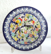 Keramik Wandteller Motiv - 2 Papageien Blumen D - 22cm