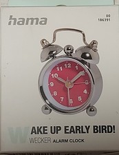 Wecker Nostalgie Mini 4 cm  Analog Manuell Chrom Alarm Clock Rosa H1