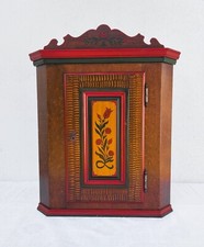 Fantastischer bemalter alter/ antiker Massiv Holz Eck Hängeschrank. TOP !!!!