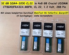32 GB DDR4-3200 CL 22, 4x8 GB