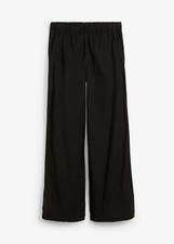 Flanell-Hose mit weitem Bein Gr. 38 Schwarz Damen-Pants Baumwollhose Neu*