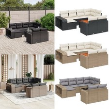 vidaXL 11-tlg. Outdoor Garten-Sofagarnitur mit Kissen Poly Rattan Mehrere Farben