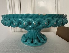 Großer türkisfarbener Jérôme Massier Vallauris Obstständer - zum Restaurieren um 1960