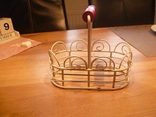 Kleines Metallkörbchen Korb mit Henkel Holzgriff  SHABBY