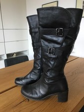 Edle  Gabor Damen Stiefel Langschaft Weitschaft Leder Gr. 40  - Schwarz