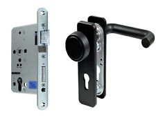 Paniktür Stahltür / FH Tür Beschlag ( einseitig Knauf ) + FH Panikschloss, DIN R