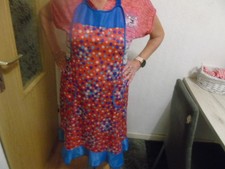 DDR Kittelschürze/Trägerschürze zum Binden Dederon Gr. 82-88 benutzt guter Zusta