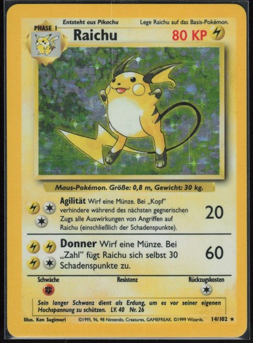 Pokemon karte raichu base - karte,