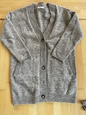 Dicke Strick Jacke Wolle Wolljacke braun beige meliert Gr. M 40 42 warm Taschen