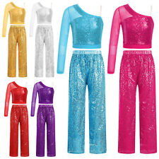 Kinder Mädchen Tanzkostüm Hohe Taille Tanzkleidung Eine Schulter Street Dance