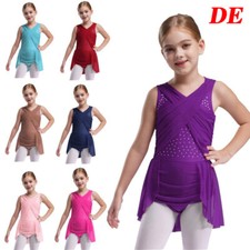 Mädchen Eiskunstlauf Kleid Ärmellos Ballettkleid Turnanzug Eislaufen Bekleidung