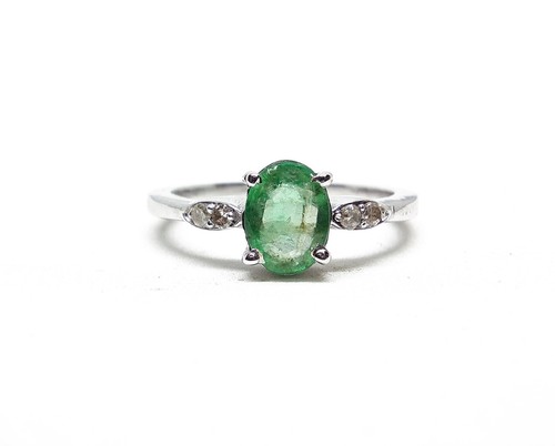 Silber smaragd diamantring - silber,
