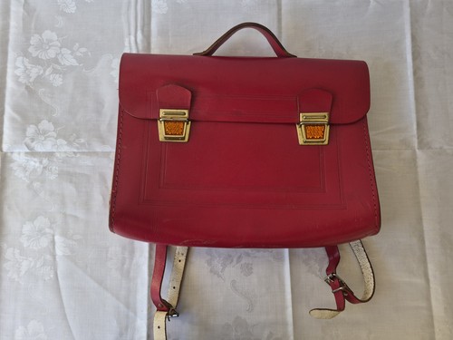 Rote leder schultasche mit - leder-schultasche,