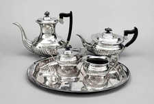 Kaffee- & Teekernstück auf ovalem Tablett, plated, Queen Anne Stil