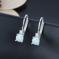 K05 dezente Ohrringe weißer bunter Feueropal Sterling Silber 925 Brisuren